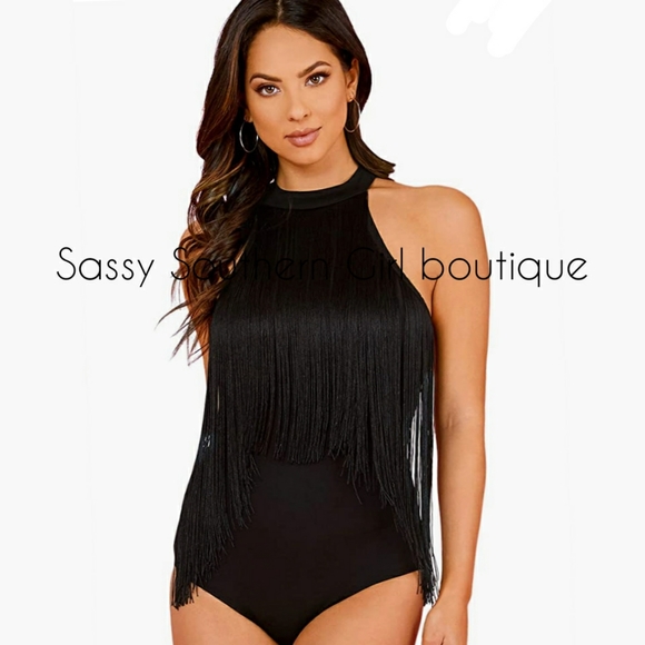 ⭐🆕 Black fringe bodysuit - Picture 7 of 12